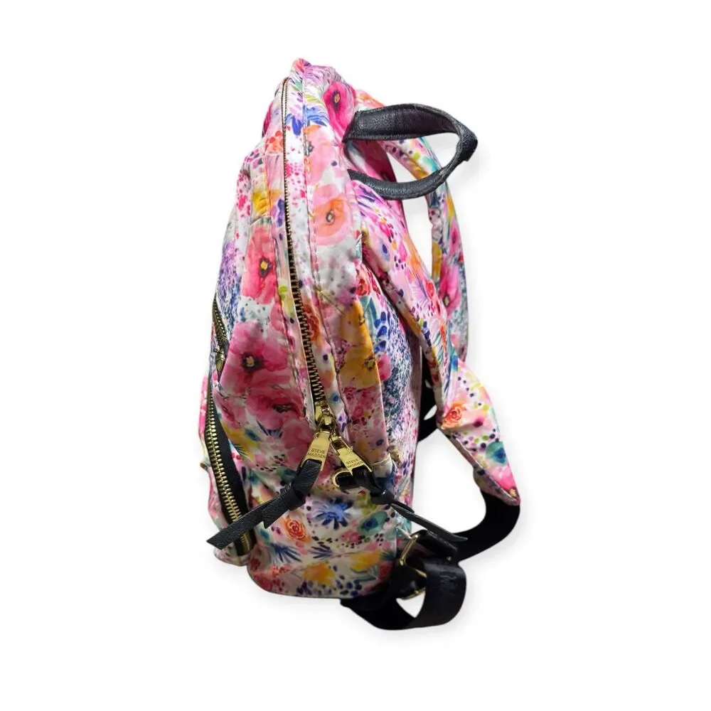 Steve Madden Floral Pink Backpack Travel School Bag Gold‎ Accents Bohochic Y2K